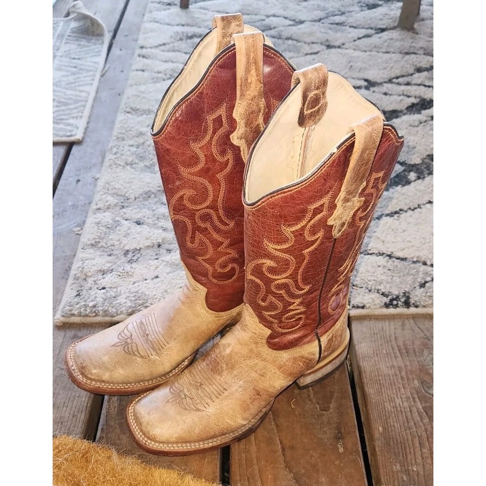 Stetson 12 021 8801 1706 made in mexico Leather Cowboy Boots Women 7.5 Cowgirl
